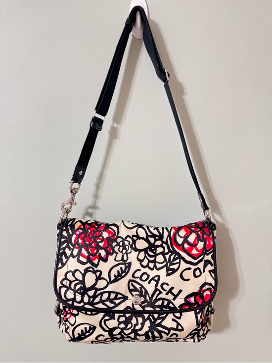 Coach Handbags - Coach Y2K Sateen Poppy Daisy Kyra Floral Graffiti Large Messenger Crossbody Bag